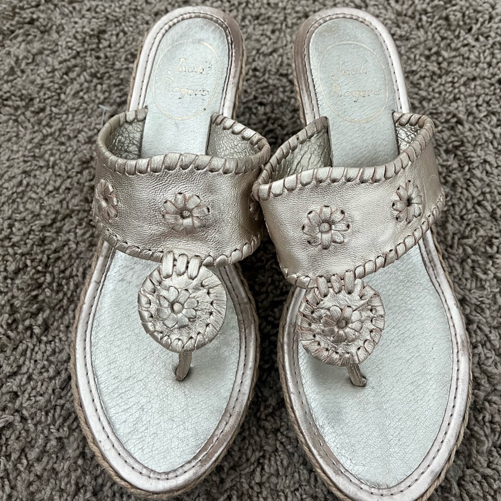 Jack Rogers Gold Wedges